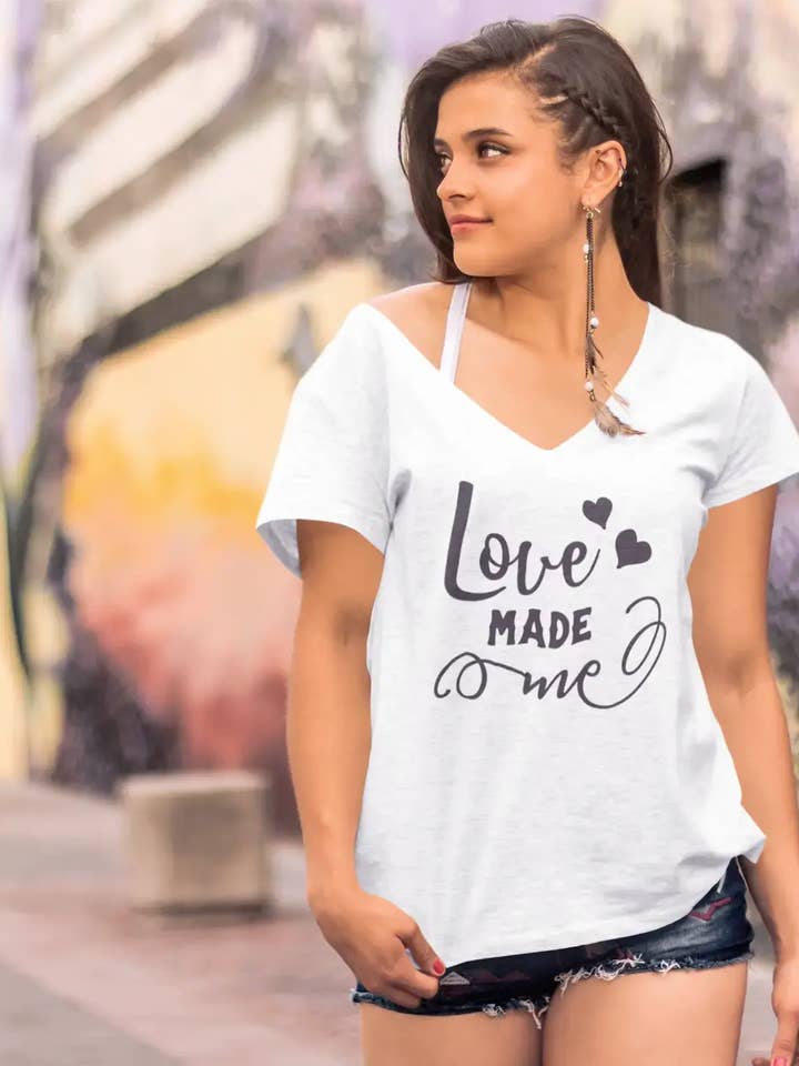 ULTRABASIC T-shirt til kvinder Love Made Me - kortærmede T-shirt-toppe for engroshandel hos ULTRABASIC