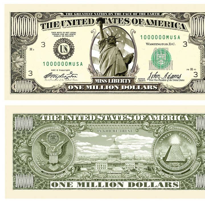 NOVELTIES WHOLESALE INC – wholesale Skämtpresent/liten present – Million Dollar Bills-Nya spelpengar