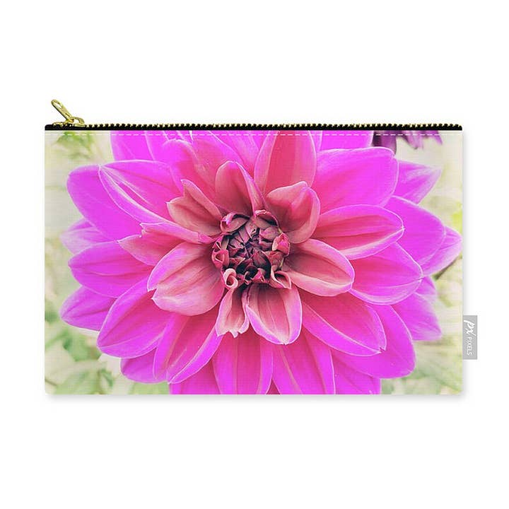 Dynamic Dahlia Zip Pouch Bag for wholesale by Rebecca Harman