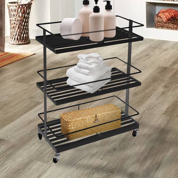 Wells Utility Metal Shelf Rolling Rack #UR2405B/W for wholesale by DisplayCanada