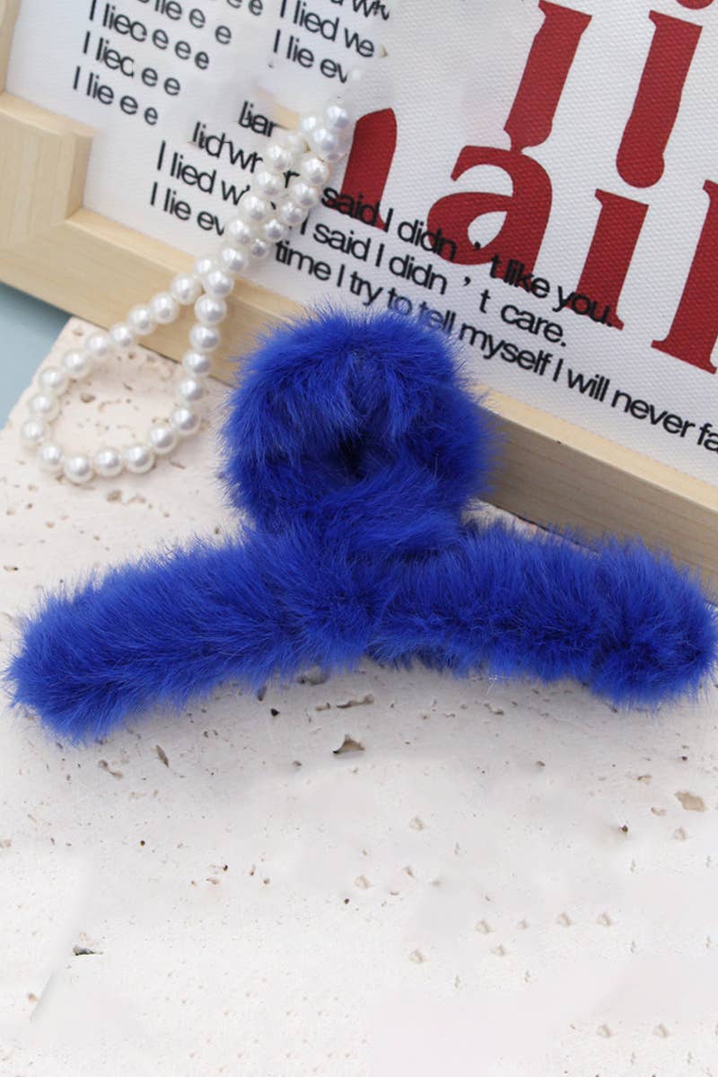 ACCITY - Wholesale Hair Clip - Women's - MULTICOLOR FAUX RABBIT FUR HAIR CLAW CLIP TWIST_CWAHA015316