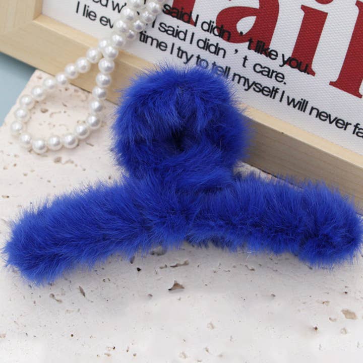 ACCITY - Wholesale Hair Clip - Women's - MULTICOLOR FAUX RABBIT FUR HAIR CLAW CLIP TWIST_CWAHA015316