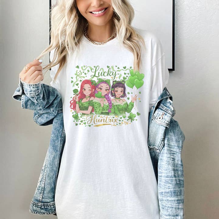 Lucky Shamrock Huntrix Girls Shirt, St Patrick’s Day Kpop for wholesale by CVH DREAMY LTD