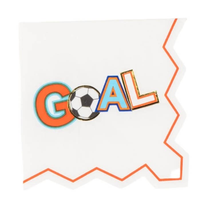 SPO25-CN3-Soccer GOAL Beverage Napkins for wholesale by Gatherings by Curated Paperie