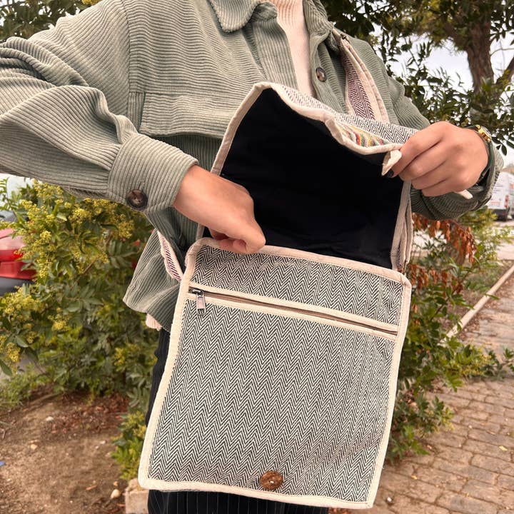 Ancient Wisdom - Wholesale Backpack - Unisex - Hemp Laptop Messenger Bag - Curves