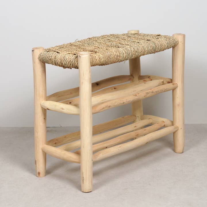 Wooden bench with double storage 60cm for wholesale by Bohome Living