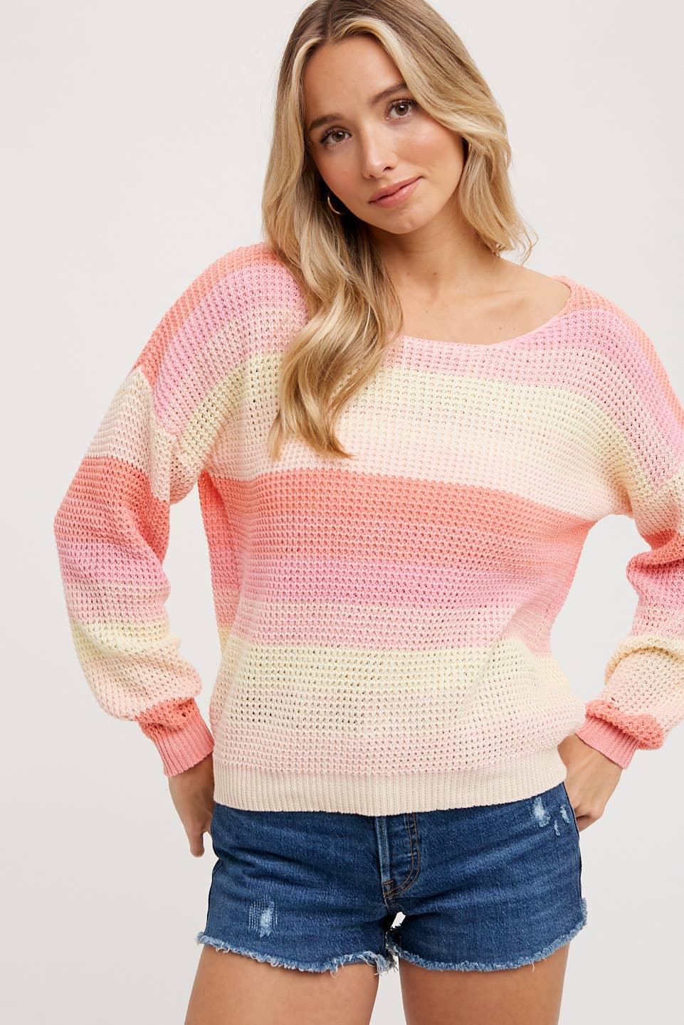 Bluivy – wholesale Knitted jumper – Women′s – COLOR BLOCK PASTEL KNIT SWEATER PULLOVER3