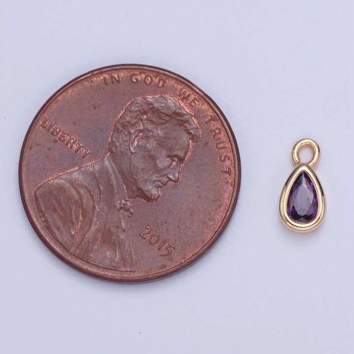 Aim Eternal - Vendita all'ingrosso Ciondolo/pendente - Piccolo Ciondolo a Goccia d'Oro, Micro Pave a Goccia, Mini Ciondolo Geometrico Ciondolo Cubic Zirconia Ciondolo Bracciale CZ X-011-X-0172