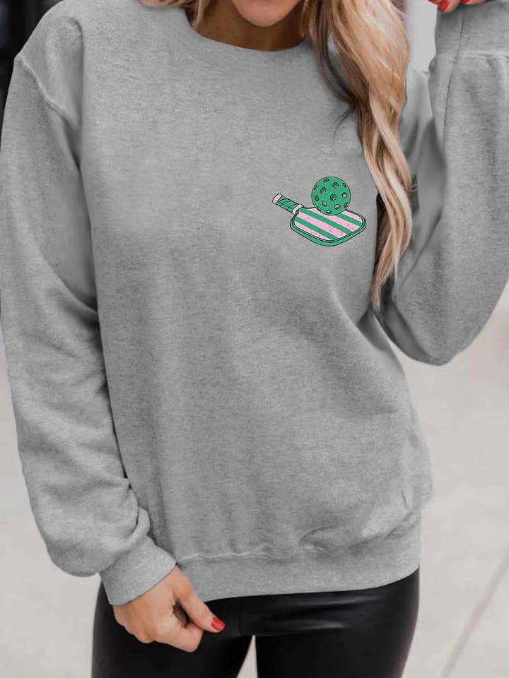 Gray PICKLE BALL SOCIAL CLUB Game Day Fashion Graphic Sweatshirt for wholesale on Faire1