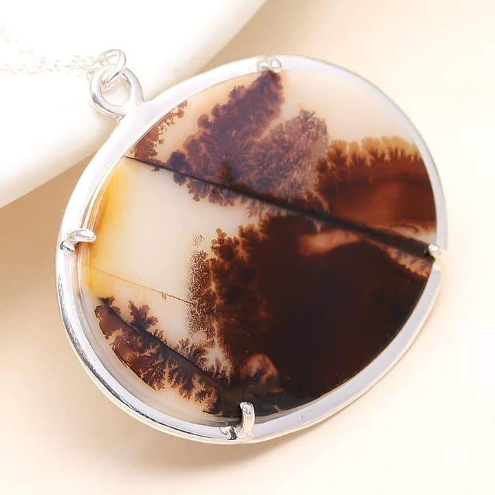 925 Sterling Silver Scenic Dendrite Agate Necklace for wholesale by AG 925 JEWELLERY