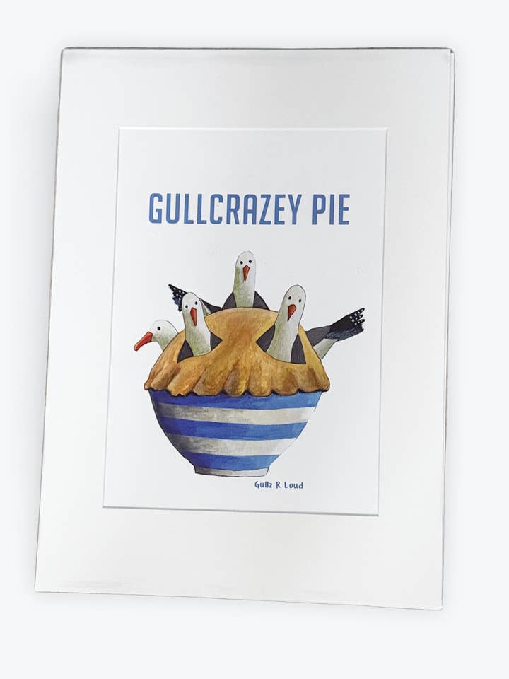 Gullcrazey Pie - Seagull Mounted Print for wholesale by Gullz R Loud