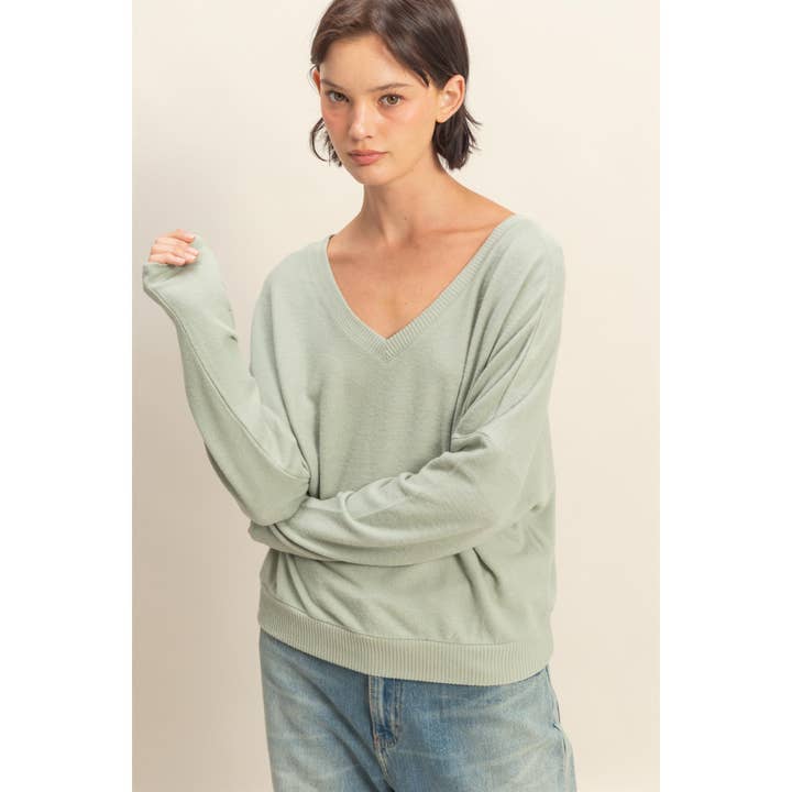 V-Neck Long Sleeve Top for wholesale by Double Zero