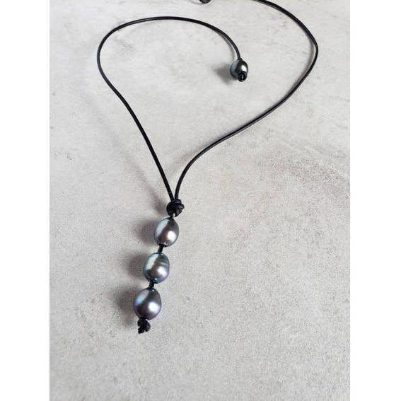 The Rustic Boho Chic - Wholesale Y-Neck/Lariat Necklace - Leather Pearl lariat Y necklace