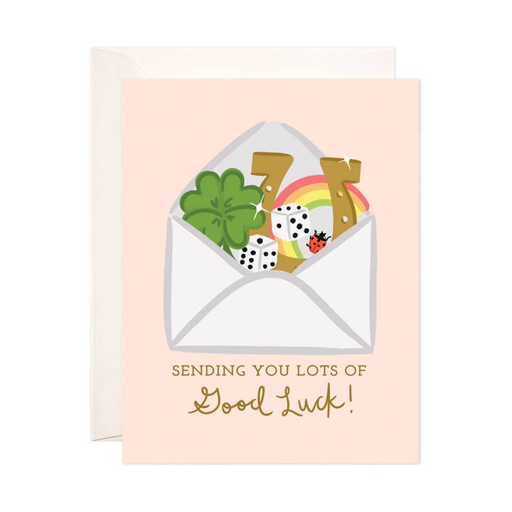 Sending Luck Greeting Card for wholesale by Bloomwolf Studio