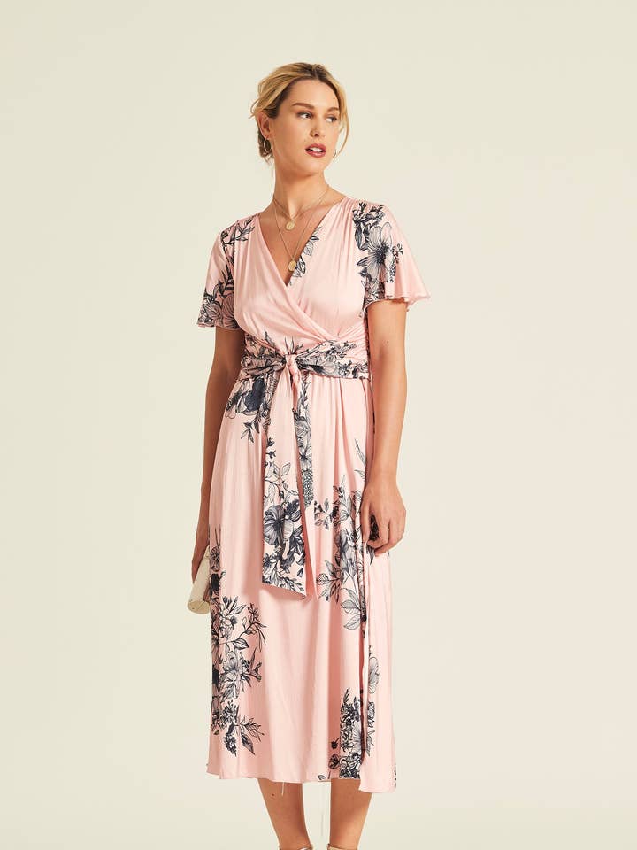 Gemustertes Satinkleid Lepuy für den Großhandel von OKY