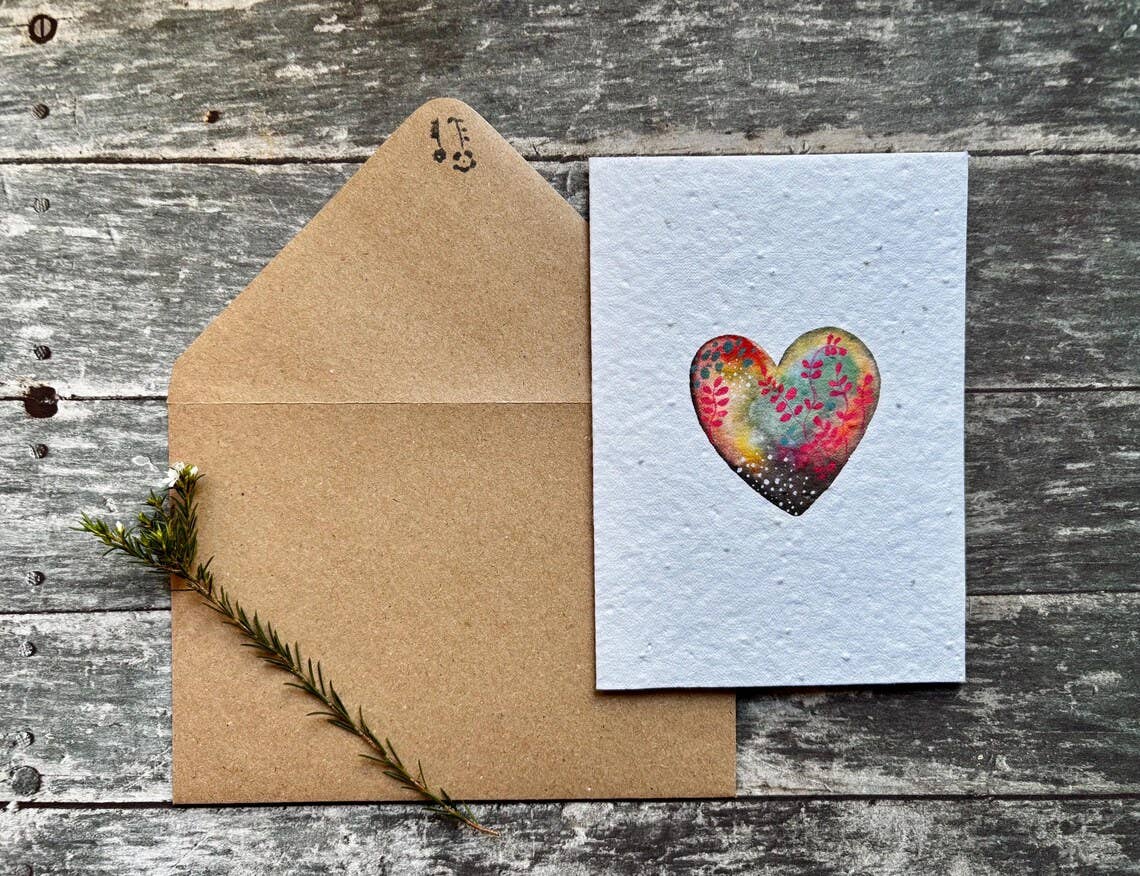 Erika's Whimsical Art – wholesale Love card – Plantable Seed Paper Love Card, Blank Inside 1