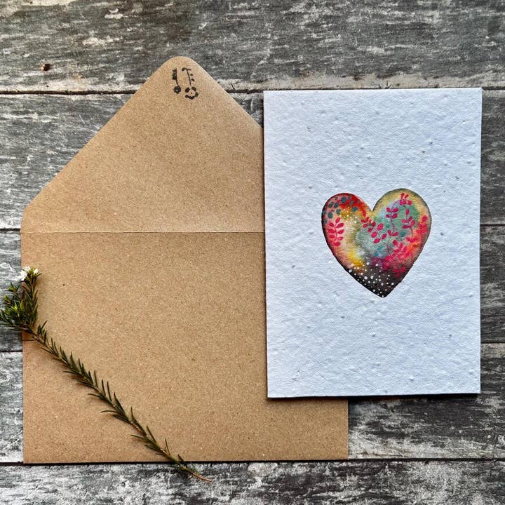 Erika's Whimsical Art – wholesale Love card – Plantable Seed Paper Love Card, Blank Inside 1