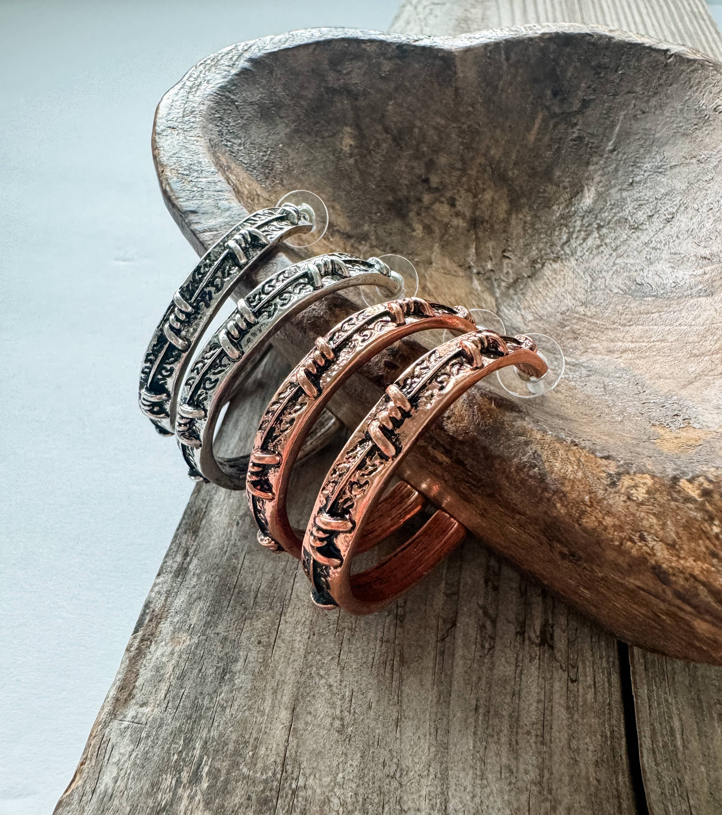 Boho Ranch Shop - Wholesale Hoop Earrings - Western Barbed Wire Hoop Earrings