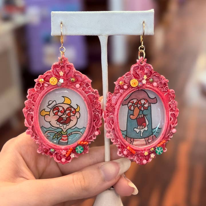 Y2K Misadventures of Flapjack Candy Island Frame Earrings for wholesale by Okay Casanova Studios LLC