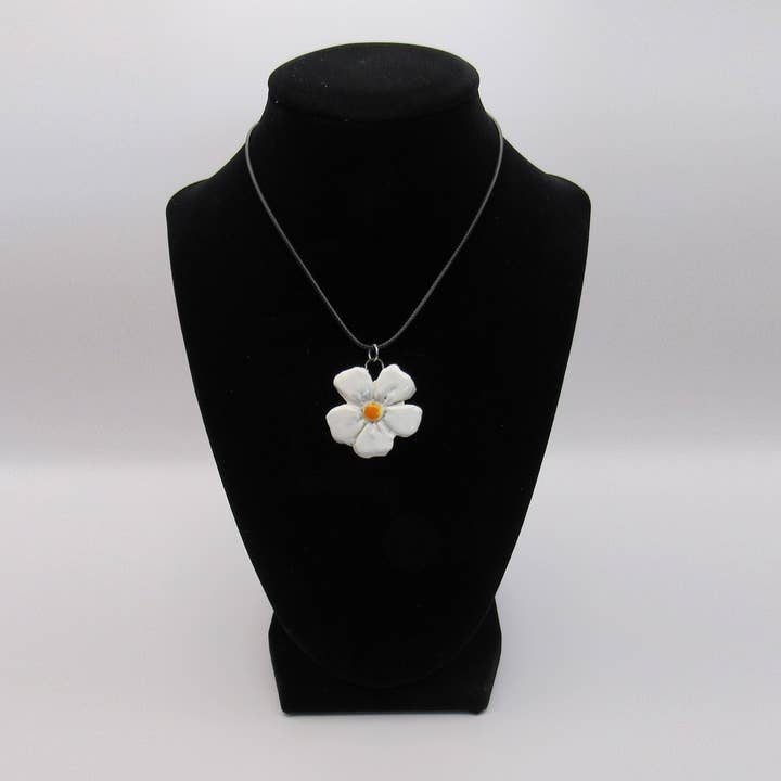 5 Petal Ceramic Flower Pendant Necklace for wholesale by A Mayes Pottery