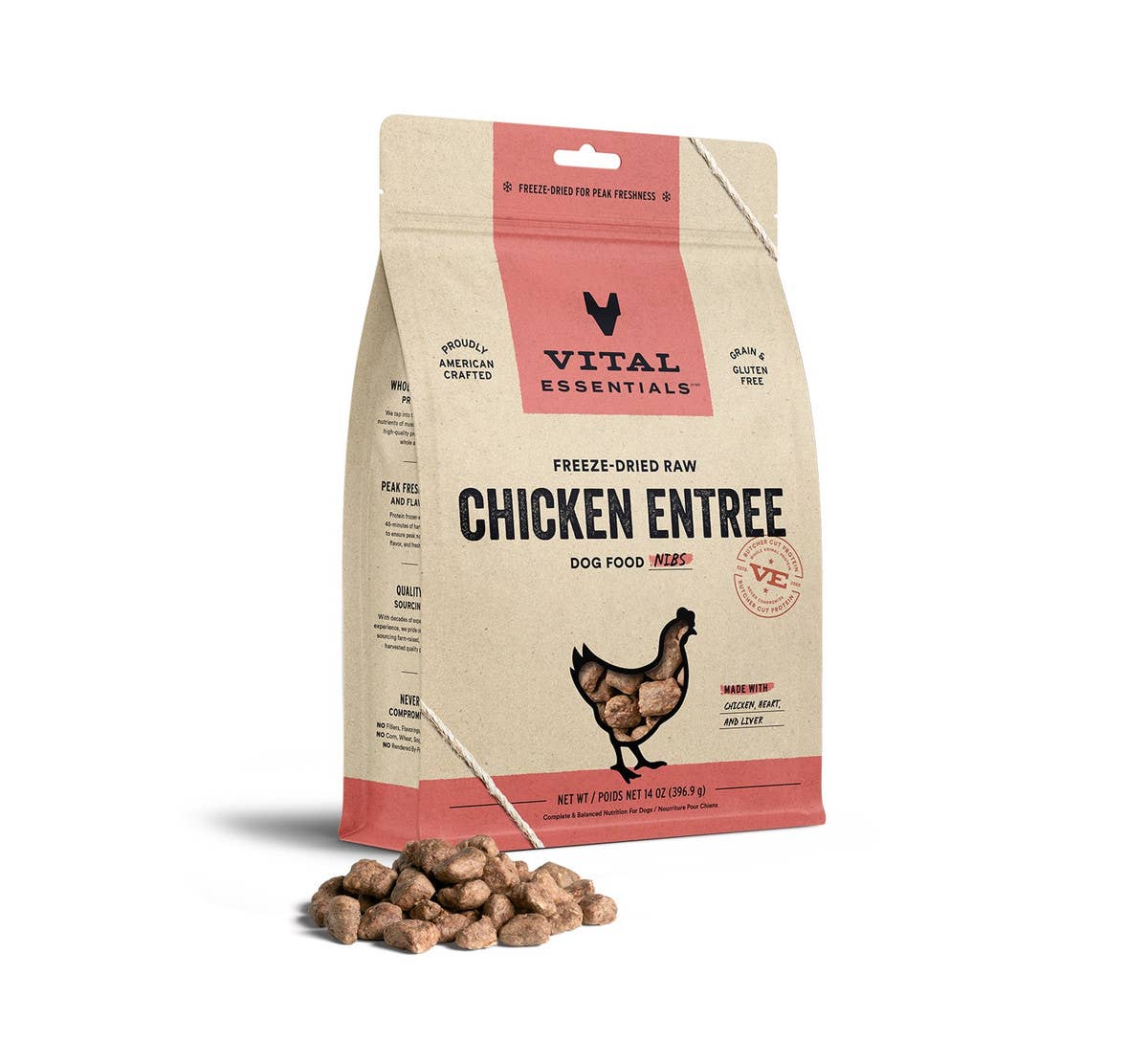 Pet Palette Distribution - Wholesale Pet Food - Dog - Vital Essentials Raw Chicken FD Dog Food Nibs 14 oz