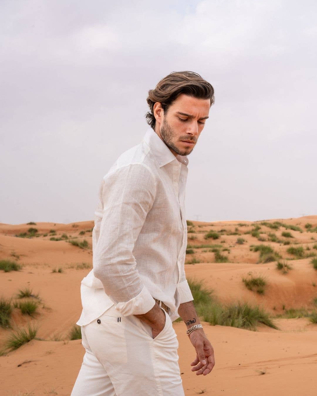 DANTE - Wholesale Button Down Shirt - Men's - Organic Ivory Linen Shirt2