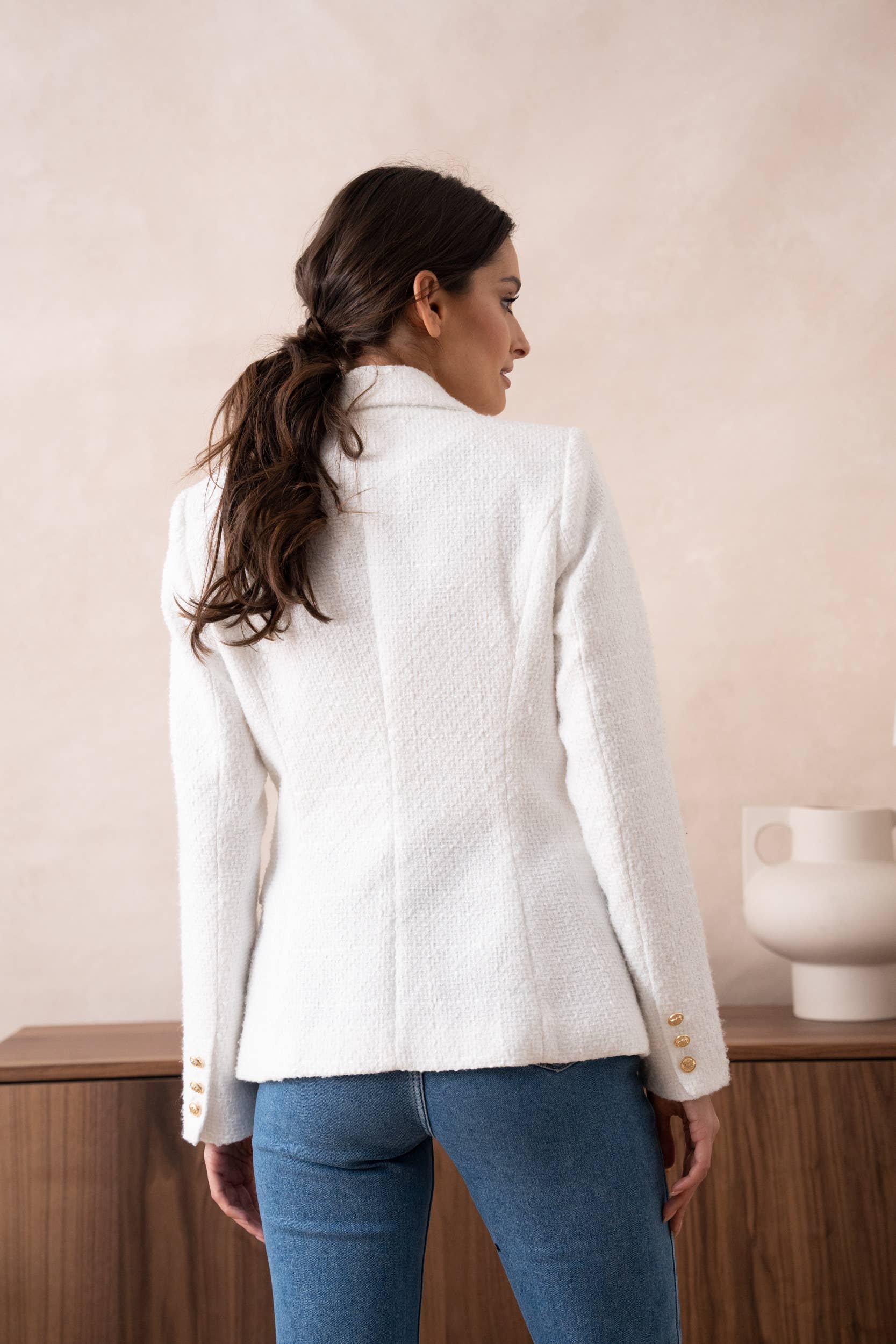 Attentif Paris – wholesale Jacket – Women's – Slim Fit Plain Tweed Jacket26