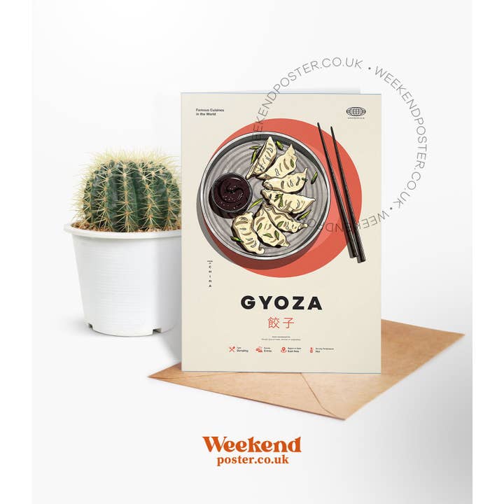 Weekend Concept - Wholesale Everyday Greeting Card - Mid-century modern Gyoza recipe greeting card1