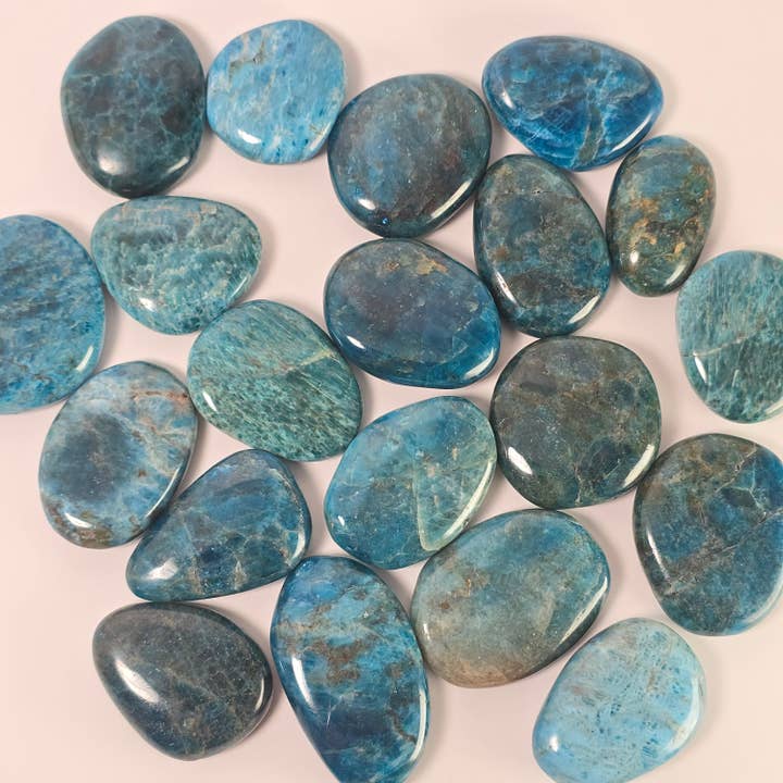1 Kg Blue Apatite Flat Palm Stone ~ Bulk Crystals for wholesale by Aquamarine Daydream Wholesale