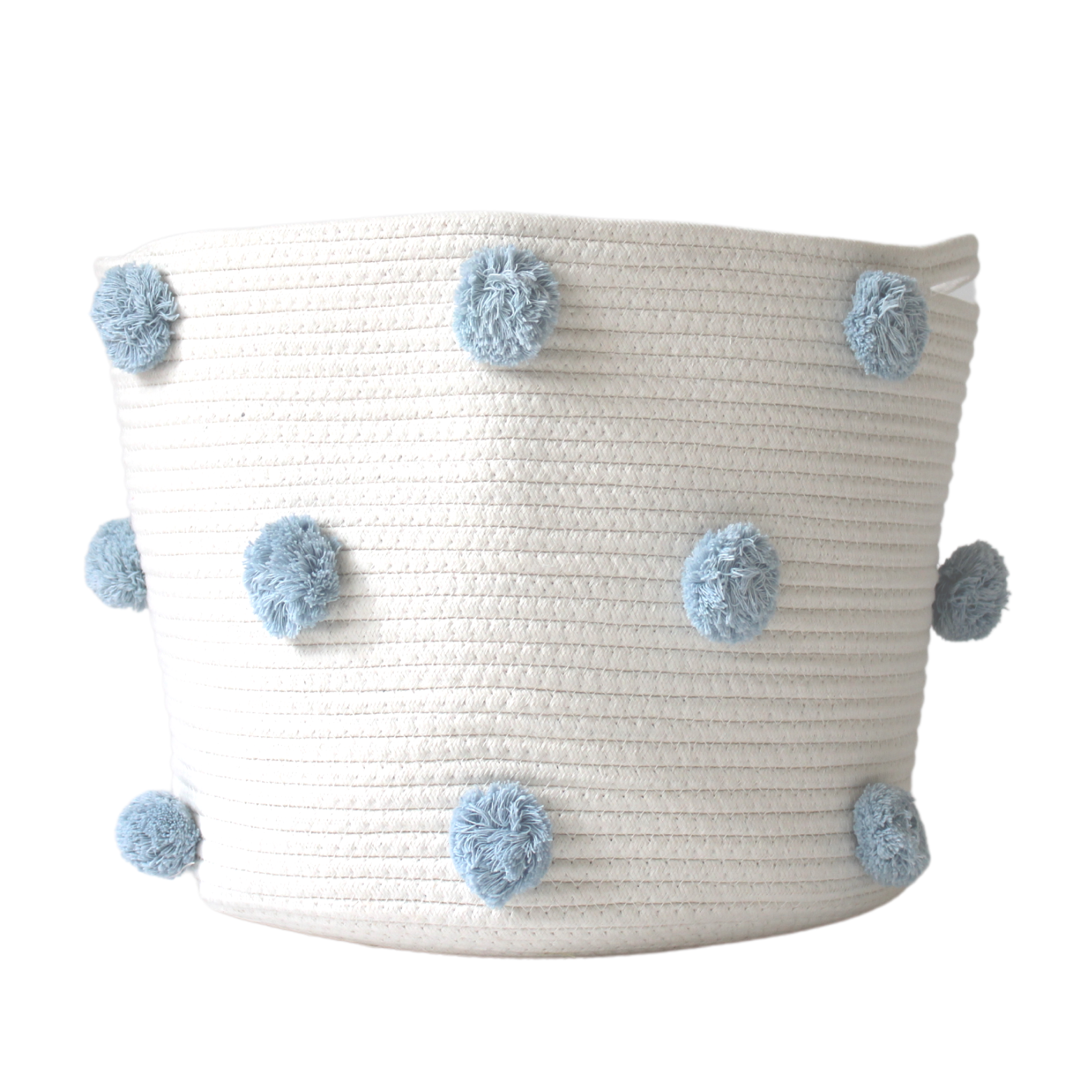 Twig and Tassel - Wholesale Basket - Kids & Baby - Sky Blue Pom Basket - Large2