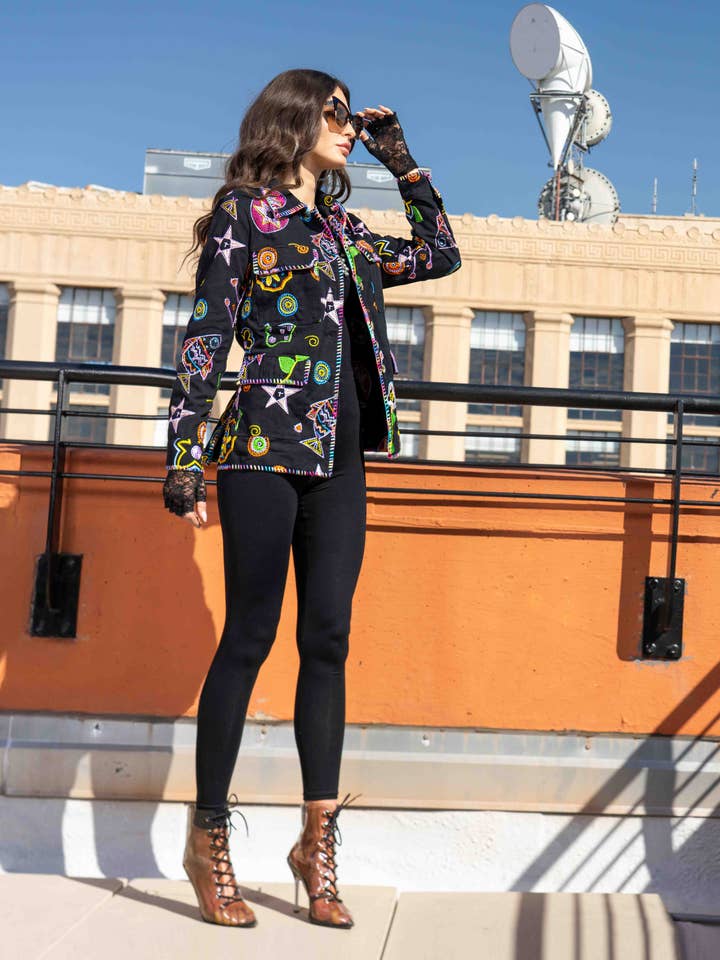 AD2662-B Flerfärgad Broderad Statementjacka för wholesale av Adore