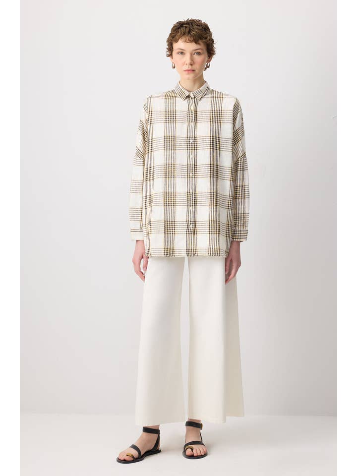 Yellow RELAXED FIT FLANNEL COTTON SHIRT for wholesale on Faire