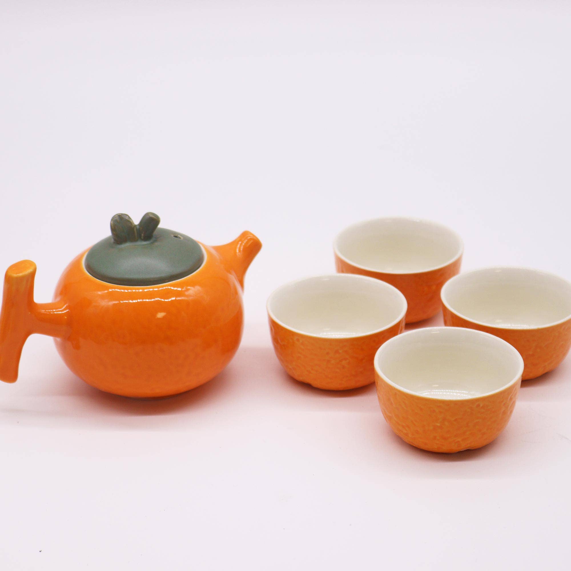 AW Artisan - Wholesale Tea Set - Teapot Set - Orange - Teapot & Four Cups1