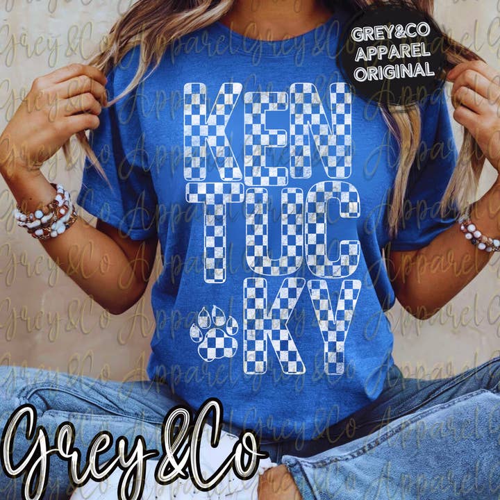 Kentucky Checkered Tshirt for wholesale by Grey&Co
