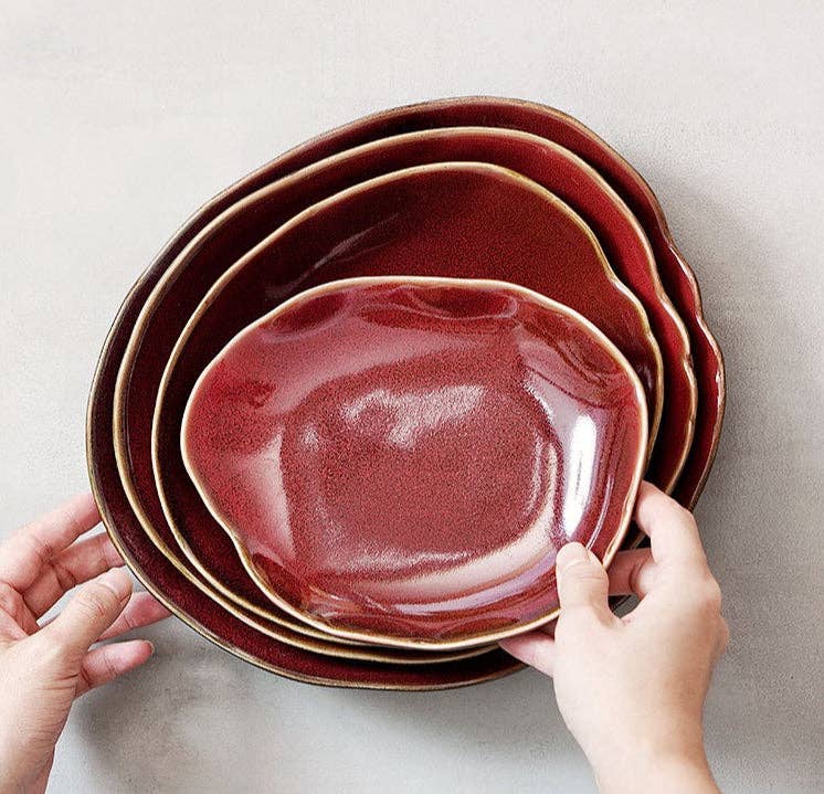 Gohobi （We cover U.S. import duties） – wholesale Dinner plate – Gohobi Vintage Kiln-Change Irregular Plate20