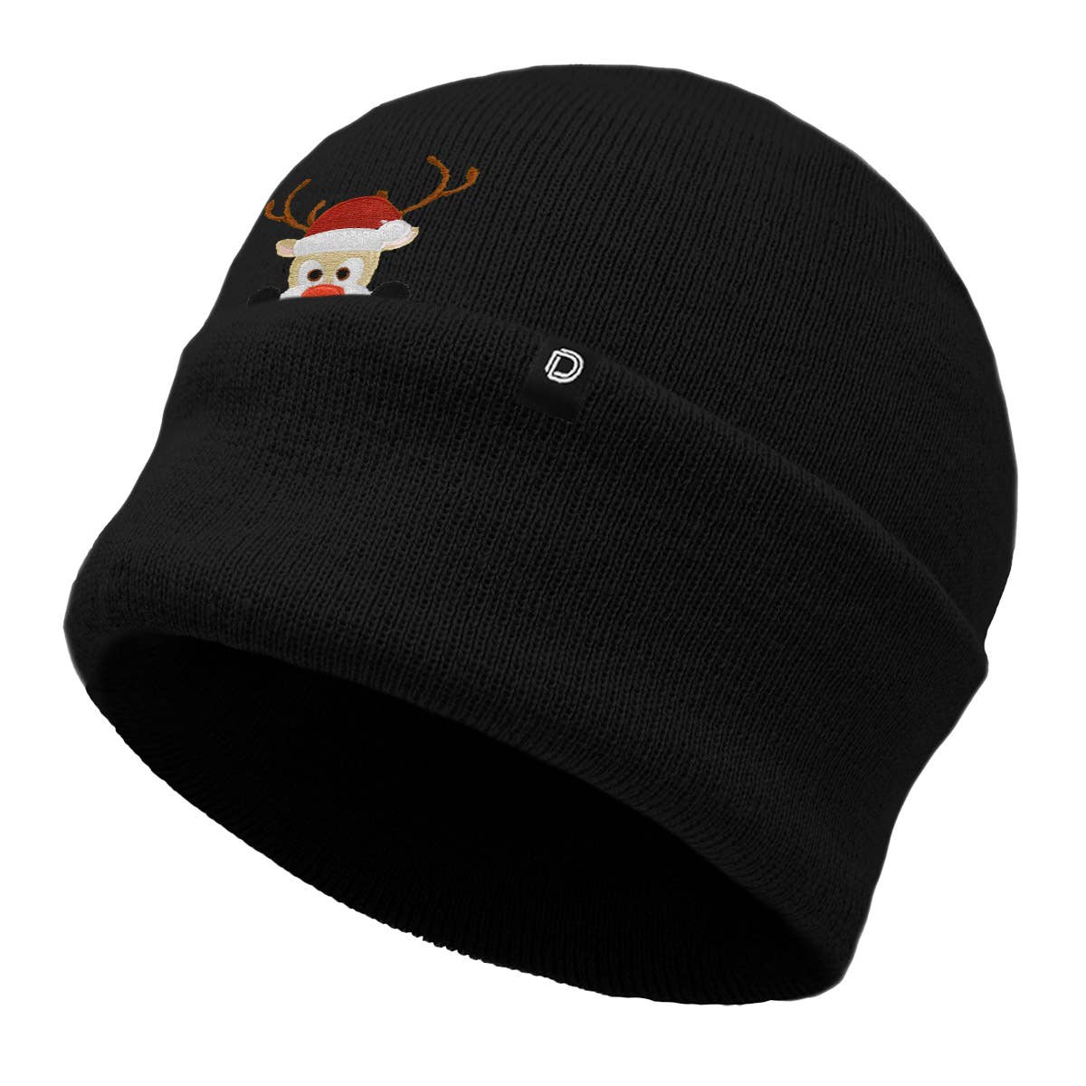 Dalix - Vente Bonnet – femme - Christmas Peeping Rudolph Bonnet chaud d'hiver Bonnet brodé4