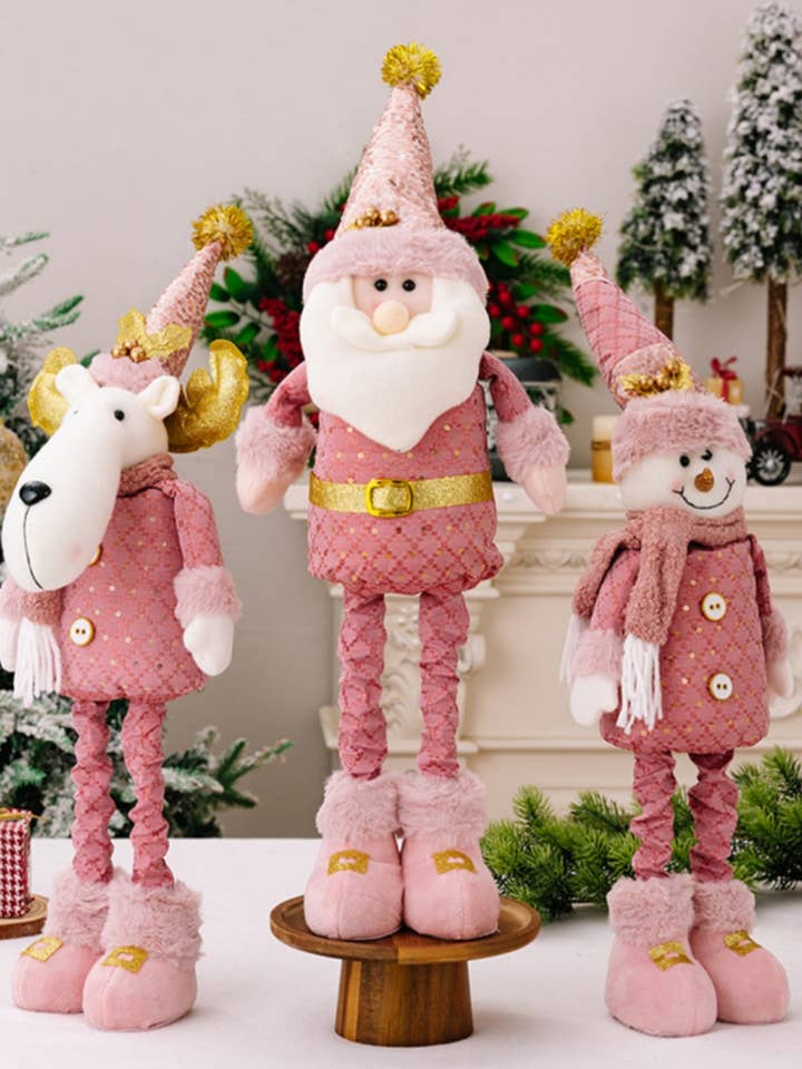 CWMM2995_PINK SANTA DOLL RETRACTABLE ELK DECORATION for wholesale by NINEXIS