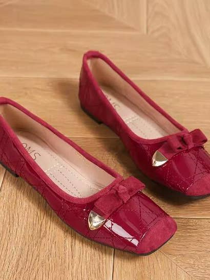 Bowknot Square Toe Flat Soft Sole Shoes Ballet Flats for wholesale by Whisper Mint