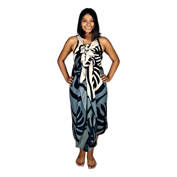 Magic Sarong – Convertible Resort Cover Up, Monstera Gray for wholesale by Island Style Clothing Co by Akamai Distribution Ltd