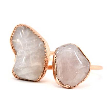 Daddy Daughter Jewelry - Wholesale Cocktail/Statement Ring - Rose Quartz Copper Ring | Pink Quartz Ring5
