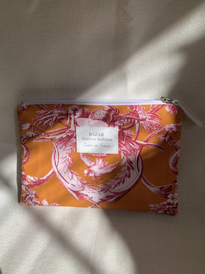 Plat tasje - Jouy de Fruits oranje en fuchsia voor wholesale door Bazar Atelier Sablon