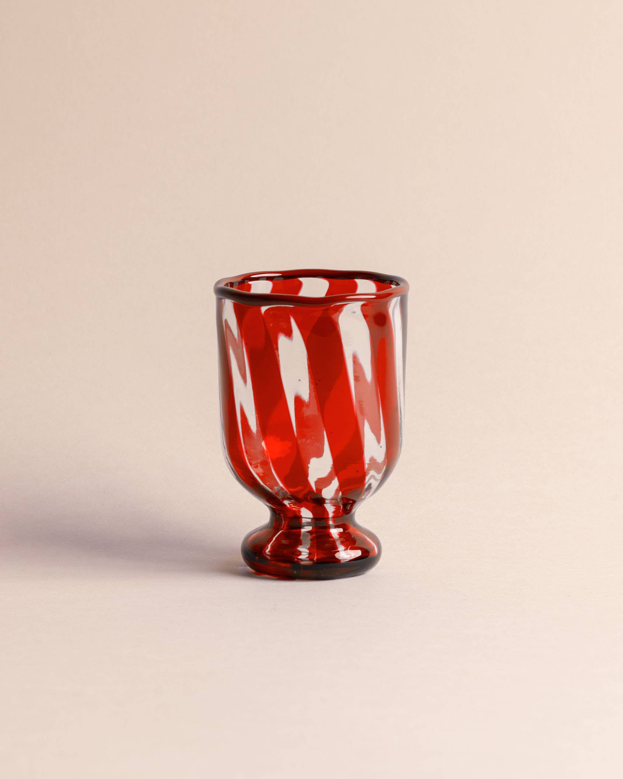 Moncada Home - Wholesale Wine Glass - Candy Cane [Red] - Handblown Murano Wine Glass (Goblet)0