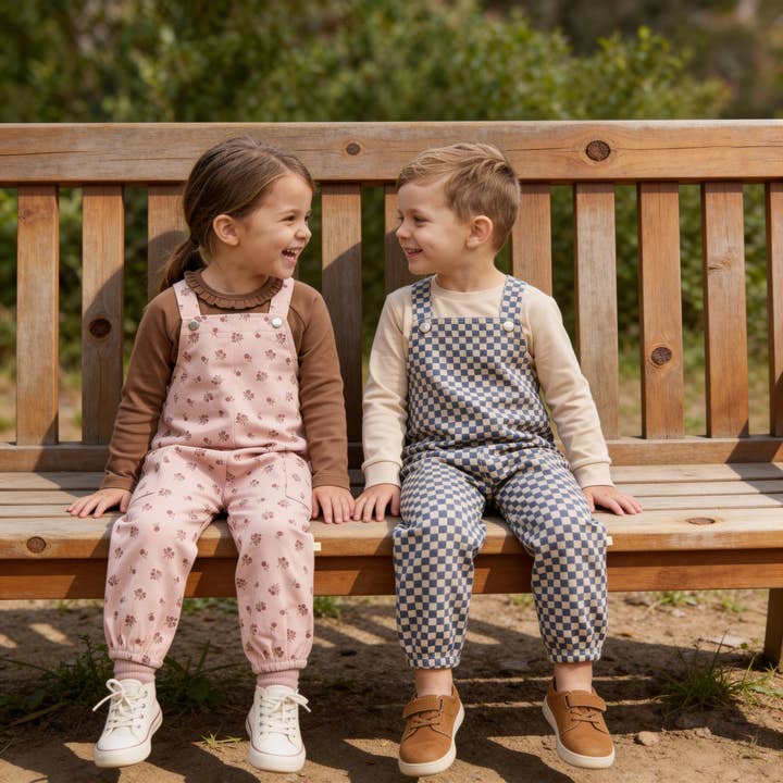 Salopette in twill biologico - Bocciolo di rosa per la vendita all'ingrosso da parte di Makemake Organics