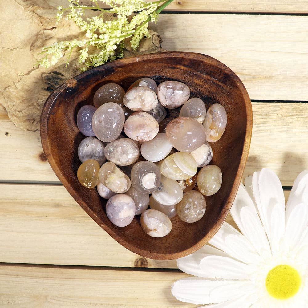 Natures Artifacts Inc – wholesale Spiritual stone/crystal – 1 lb Cherry Blossom Agate Tumbled Stones| Flower Agate