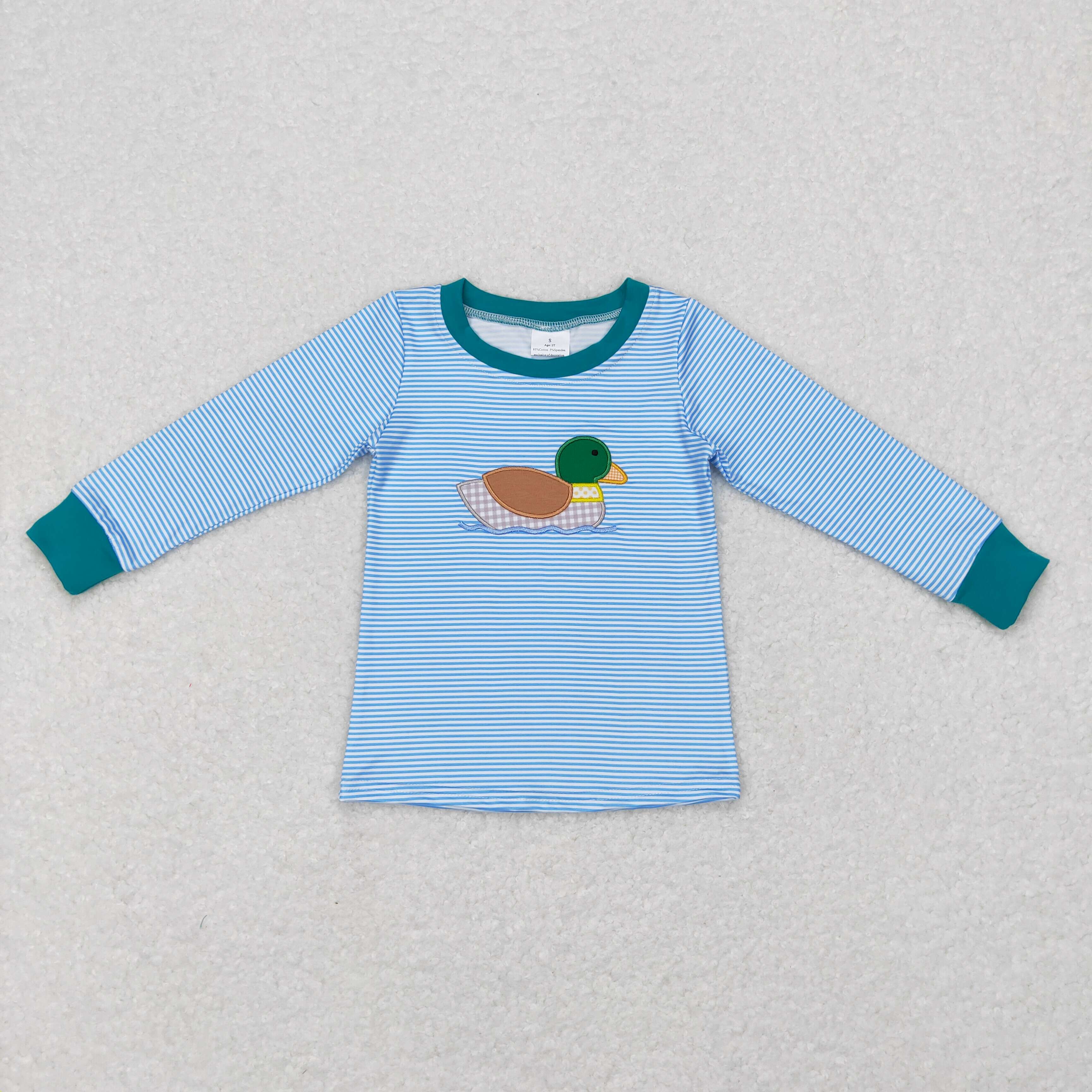 Aier Wholesale - Wholesale T-Shirt - Kids - Sibling Baby Boys Girls Embroidery Ducks Dogs Fishing Western Tee Shirts Top1