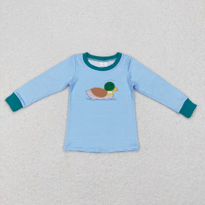 Aier Wholesale - Wholesale T-Shirt - Kids - Sibling Baby Boys Girls Embroidery Ducks Dogs Fishing Western Tee Shirts Top1