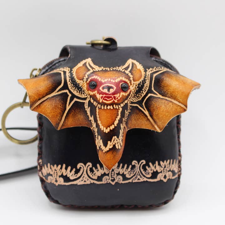 Sunflower Handmade leather inc - Wholesale Coin purse – Women’s - e633 Handmade leather bat coin purse wristlet2