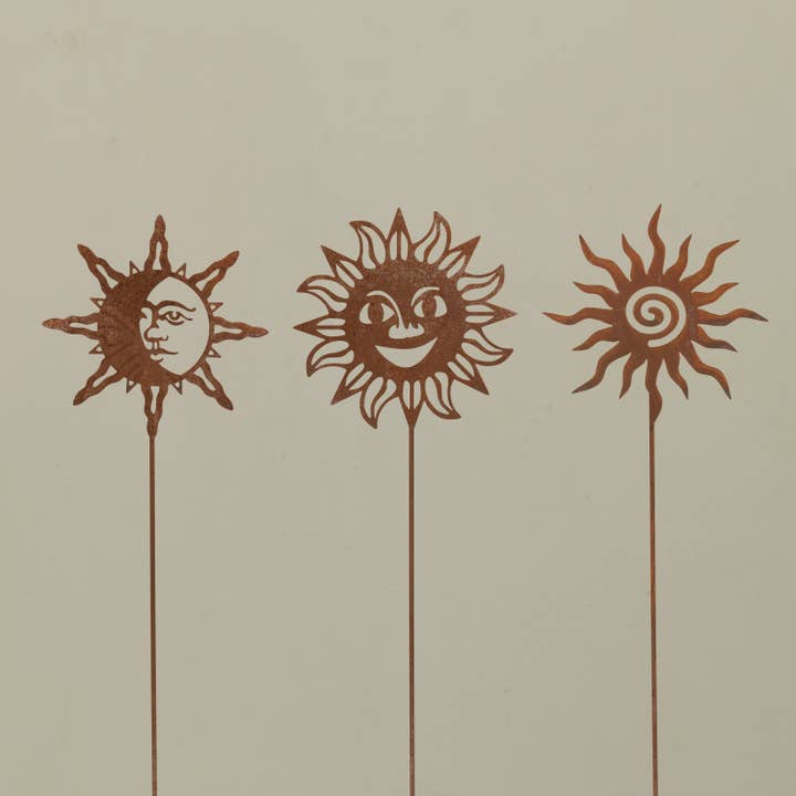 Discount 16.5"H Rustic Metal Sunface St for wholesale by The Gerson Companies