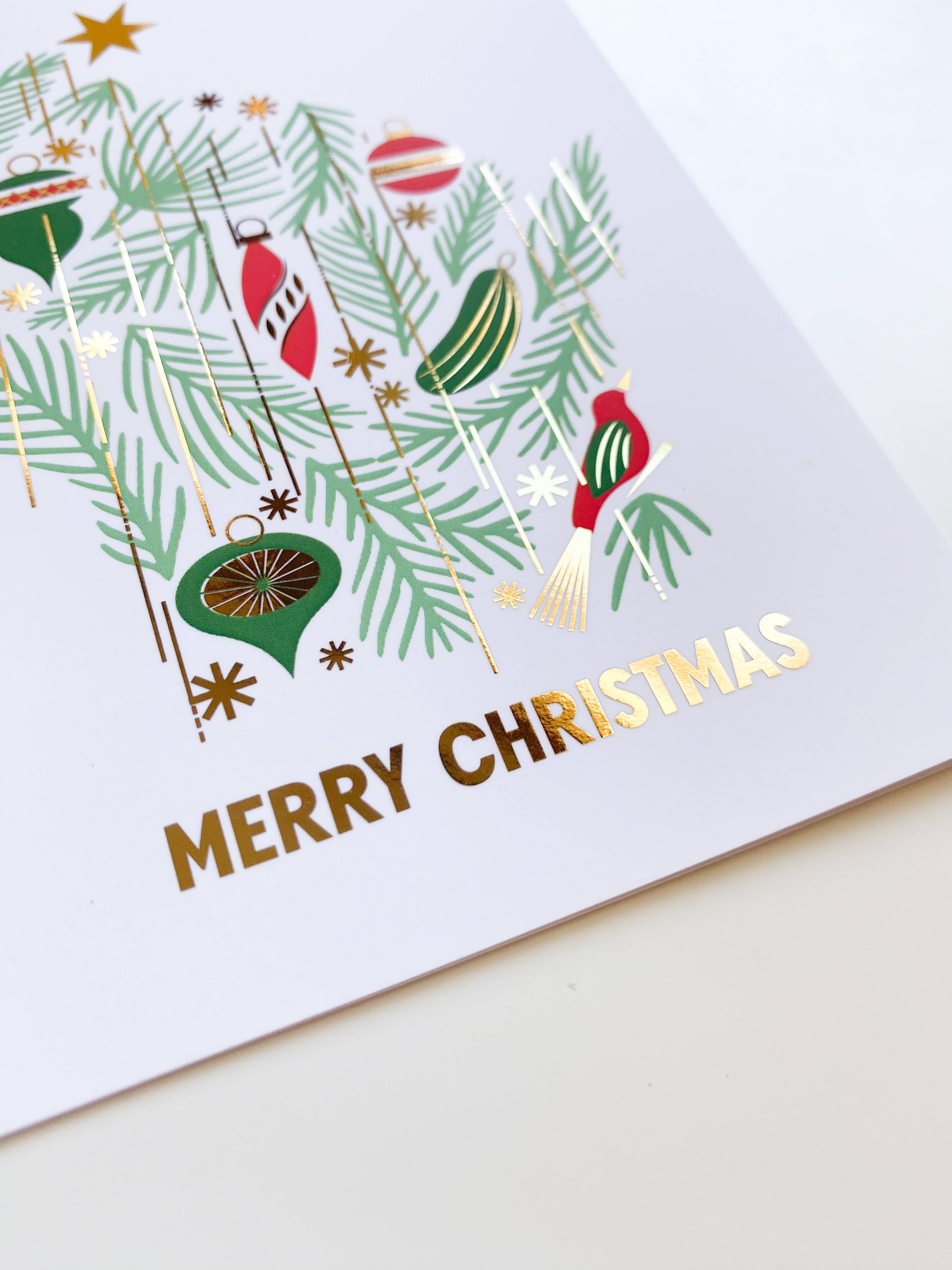 Bottlebrush Graphics - Wholesale Christmas Card - WI Christmas Greenery Gold Foiled Holiday Card2