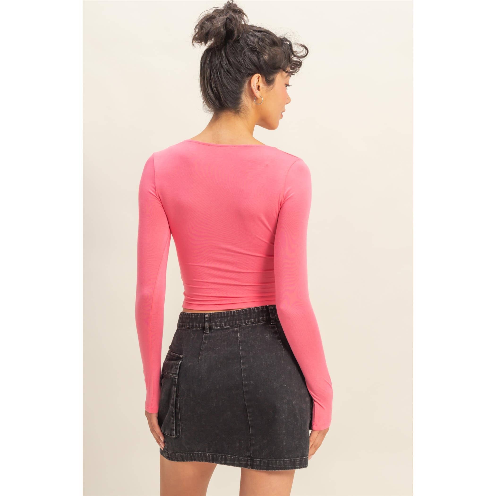 HYFVE - Wholesale Knit Top - Women's - Scoop Neck Long Sleeve Crop Top1